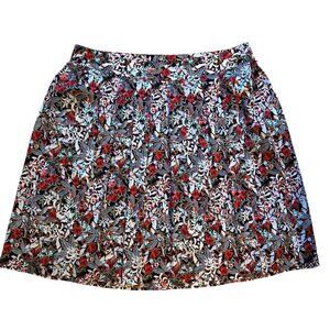 CJ Banks | Womens 24 Multicolor Floral Print Pleated Knee Length Skirt Lined